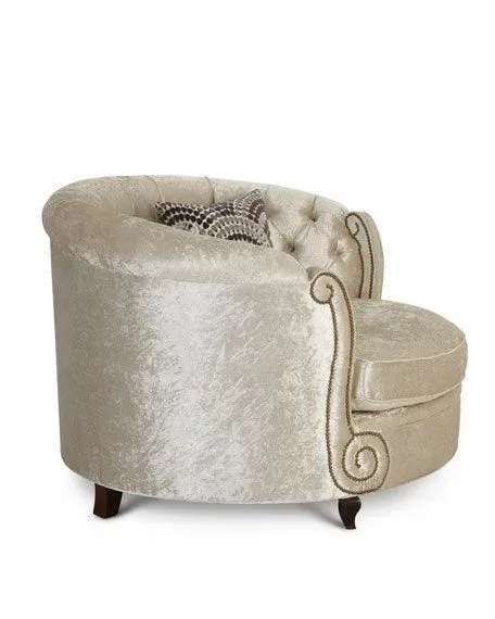 Wooden Twist Handmade Button Tufted Design Solid Wood & Velvet Upholstery Haily Cuddle Chair