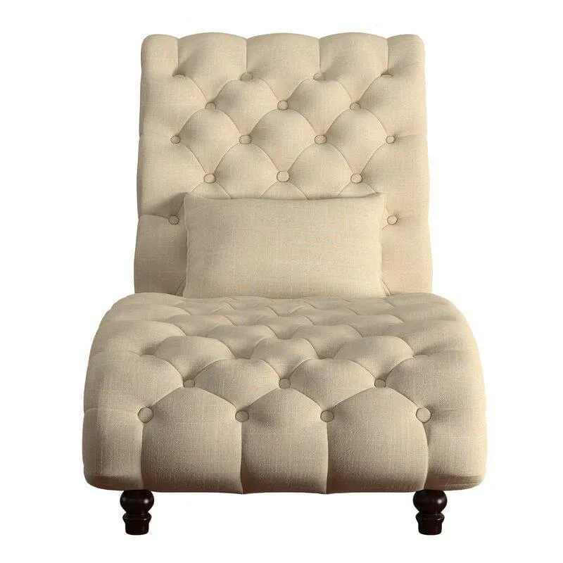 Wooden Twist Laze Button Tufted Design Chaise Lounge Couch for Stylish Living Room Home Decor