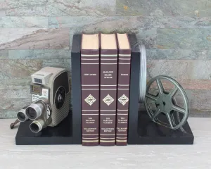 Wooden Vintage Movie Camera Bookends,  movie room & home theater decoration, Keystone K26/K27 Capri Triple Turret, DVD Holder