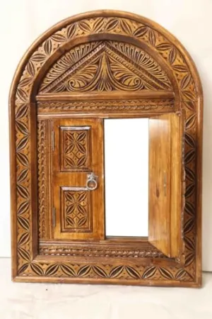 WoodIdea Wooden Temple Door, Handcrafted Decorative Entrance Mirror Frame Living & Bed Room Decor