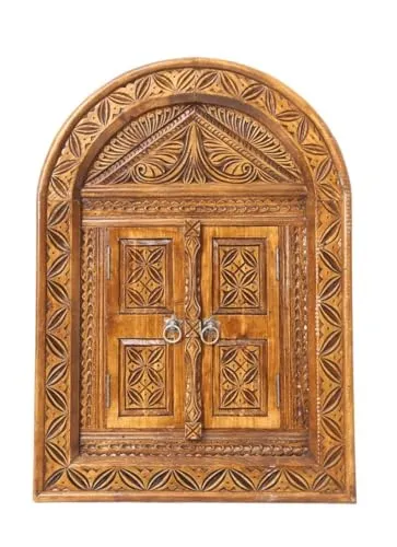 WoodIdea Wooden Temple Door, Handcrafted Decorative Entrance Mirror Frame Living & Bed Room Decor