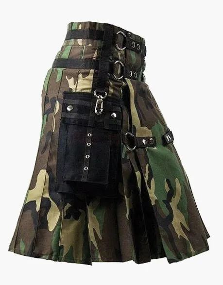 Woodland Gothic Kilt Camouflage with Black Pockets