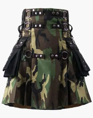 Woodland Gothic Kilt Camouflage with Black Pockets