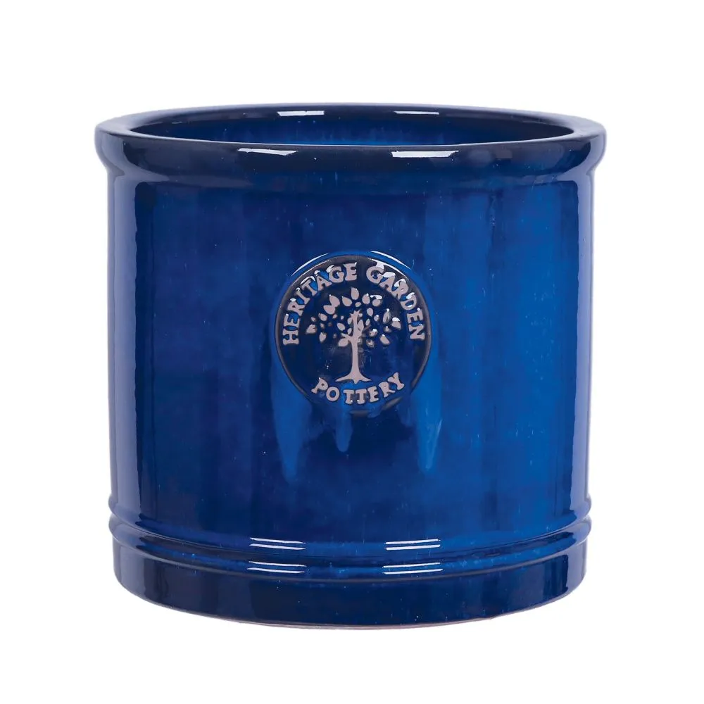 Woodlodge 25cm Blue Glazed Heritage Cylinder Pot