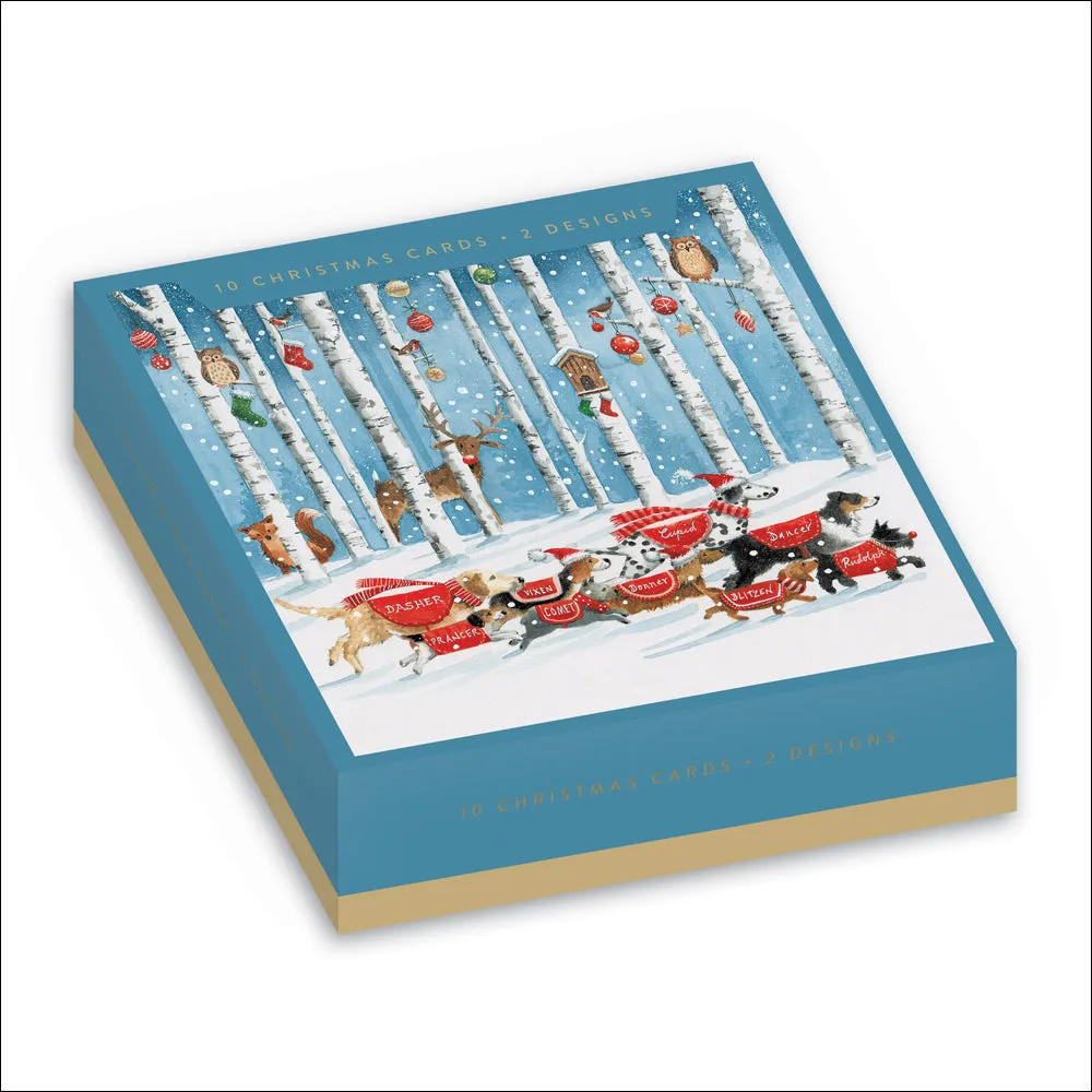 Woodmansterne Santa's Helpers Christmas Cards 2 Designs - Pack of 10