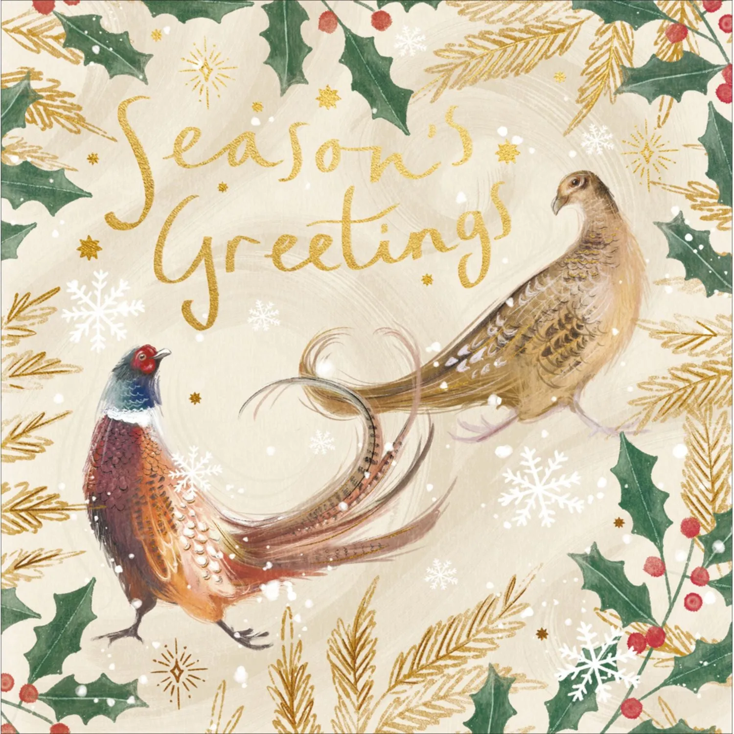 Woodmansterne Seasons Greetings Pheasants Christmas Card - 608292