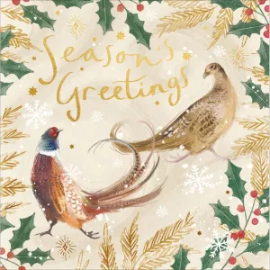 Woodmansterne Seasons Greetings Pheasants Christmas Card - 608292