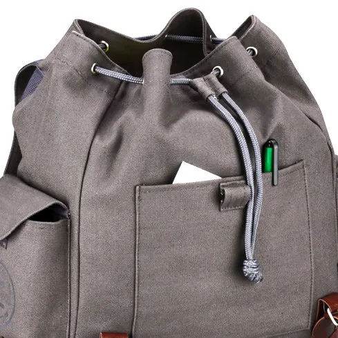 Woodwaves Gray Canvas Vintage Style Rucksack Backpack