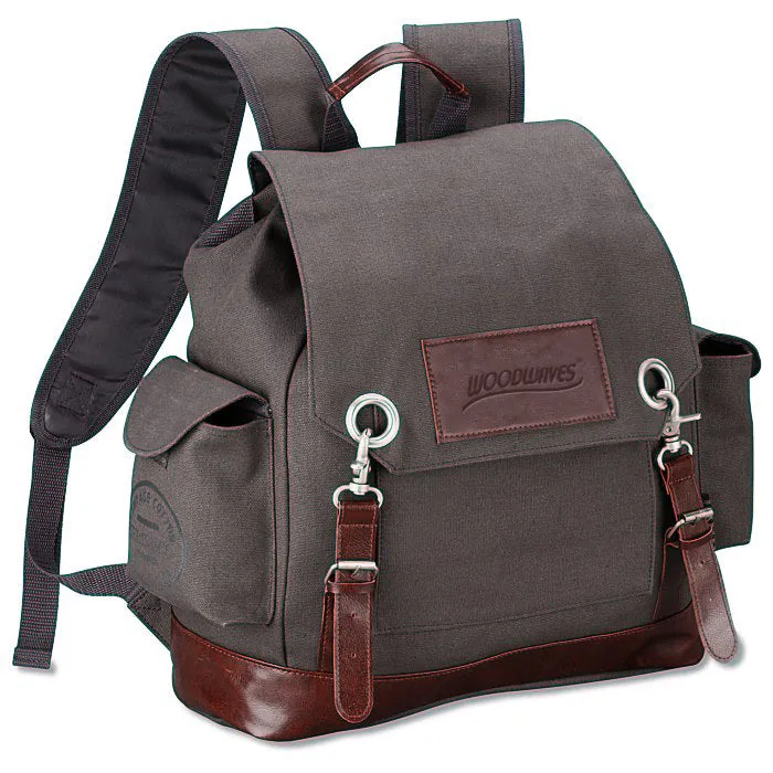 Woodwaves Gray Canvas Vintage Style Rucksack Backpack