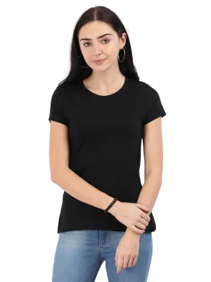 Woodwose Organic Clothing Women's  Regular Fit Organic Cotton T-shirt - Black