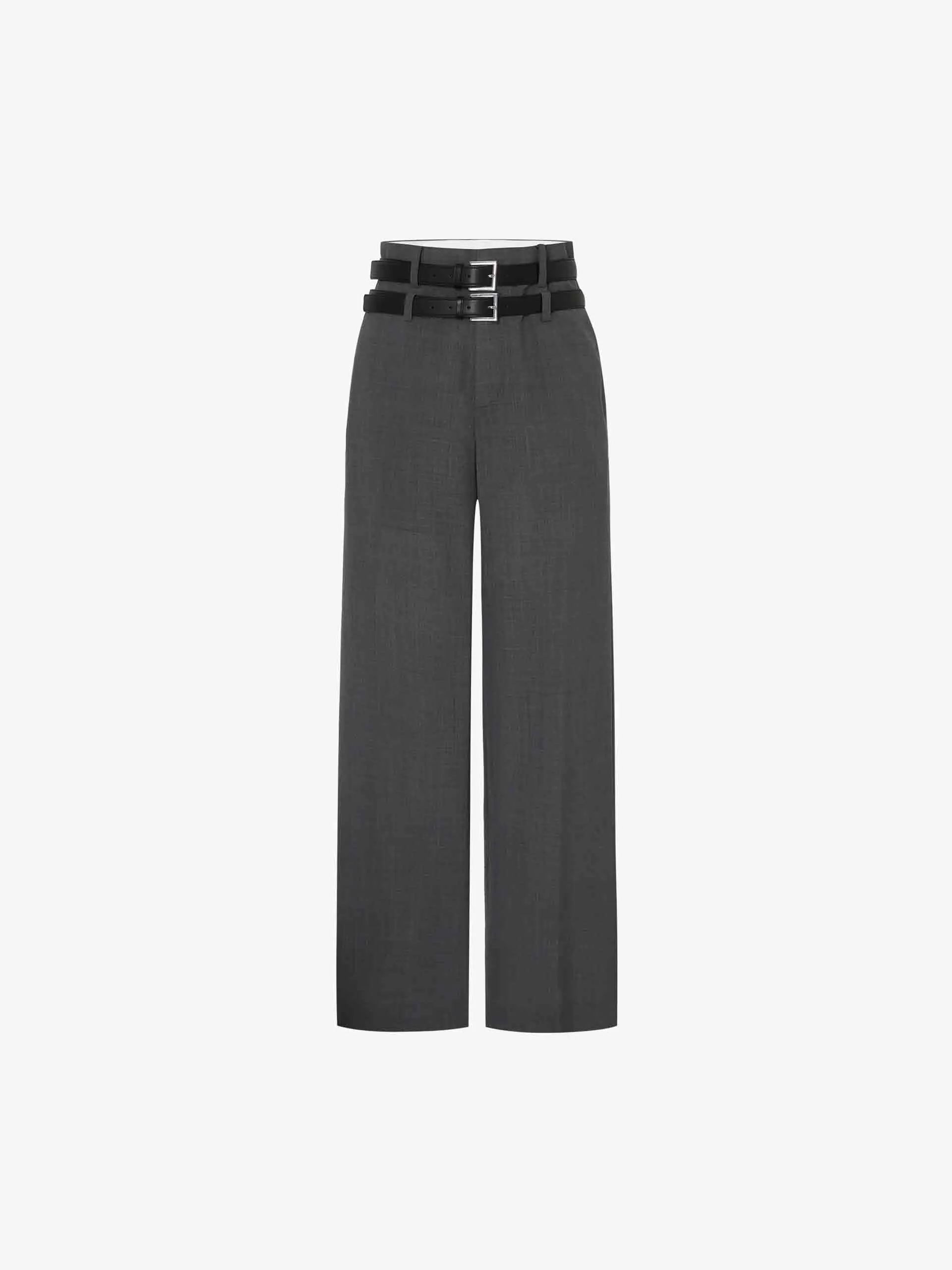 Wool Blend Belt Pants