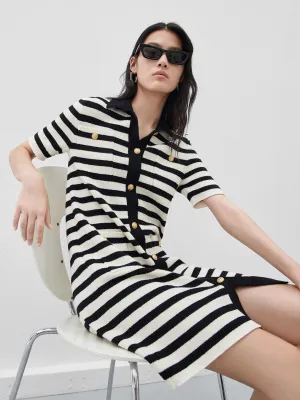 Wool Blend Striped Dress