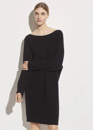 Wool Cashmere Dolman Sleeve Dress in Black