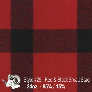 Wool Fabric By The Yard - 25 - Red & Black Small Stag