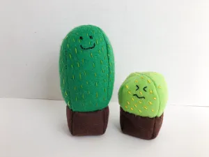 Wool Felt Cactus Pincushions Set of Two, Hand Embroidered