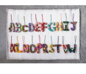 Wool Felt Embroidered Alphabet Ornament, 20 Styles