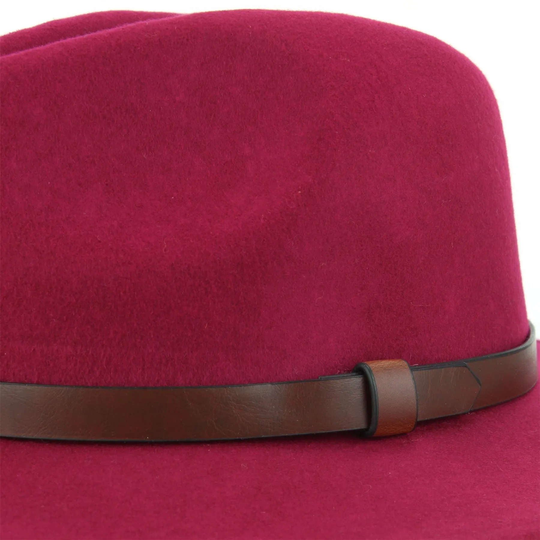 Wool Felt Fedora with Leather Band - Pink