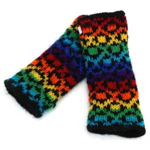 Wool Knit Arm Warmer - Rainbow Diamond