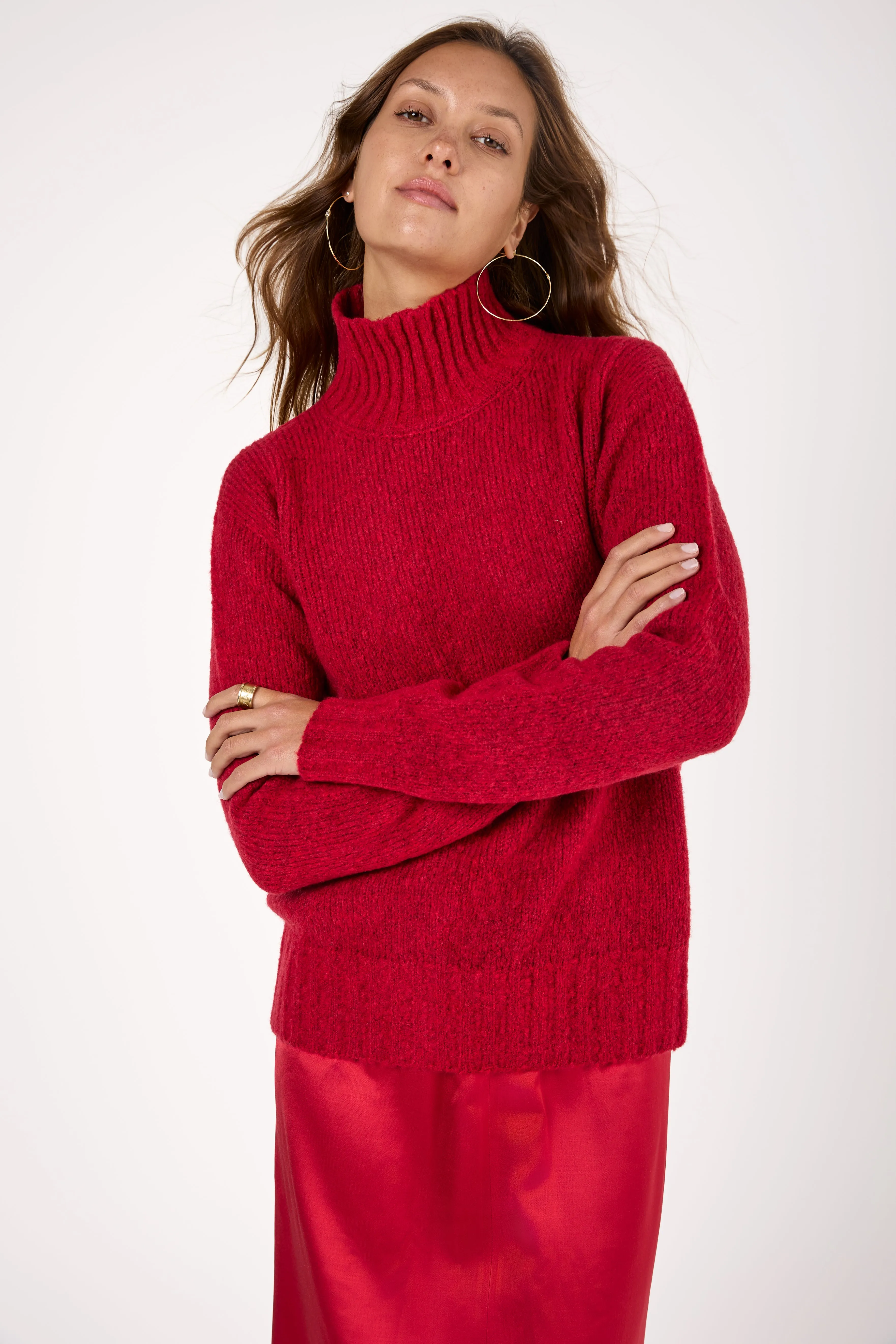 Wool Knit Sweater in Rosso