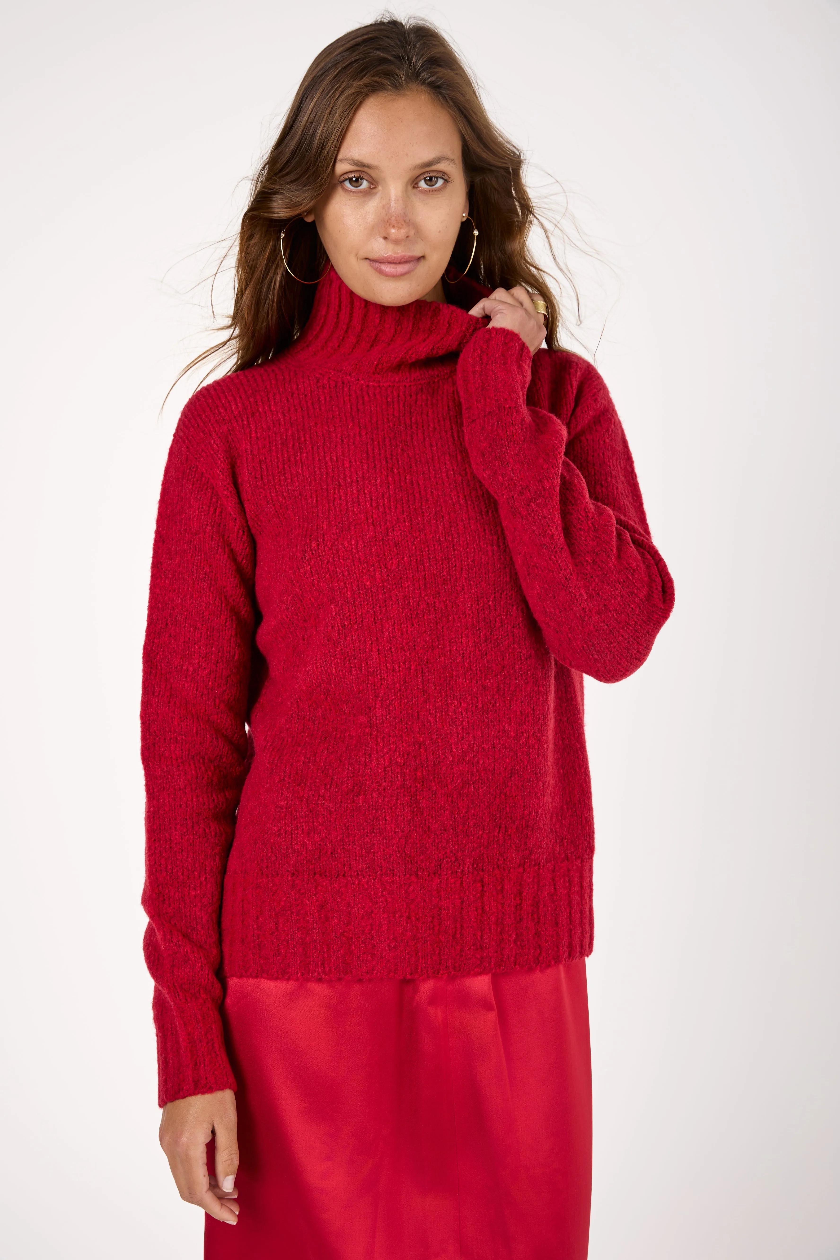 Wool Knit Sweater in Rosso