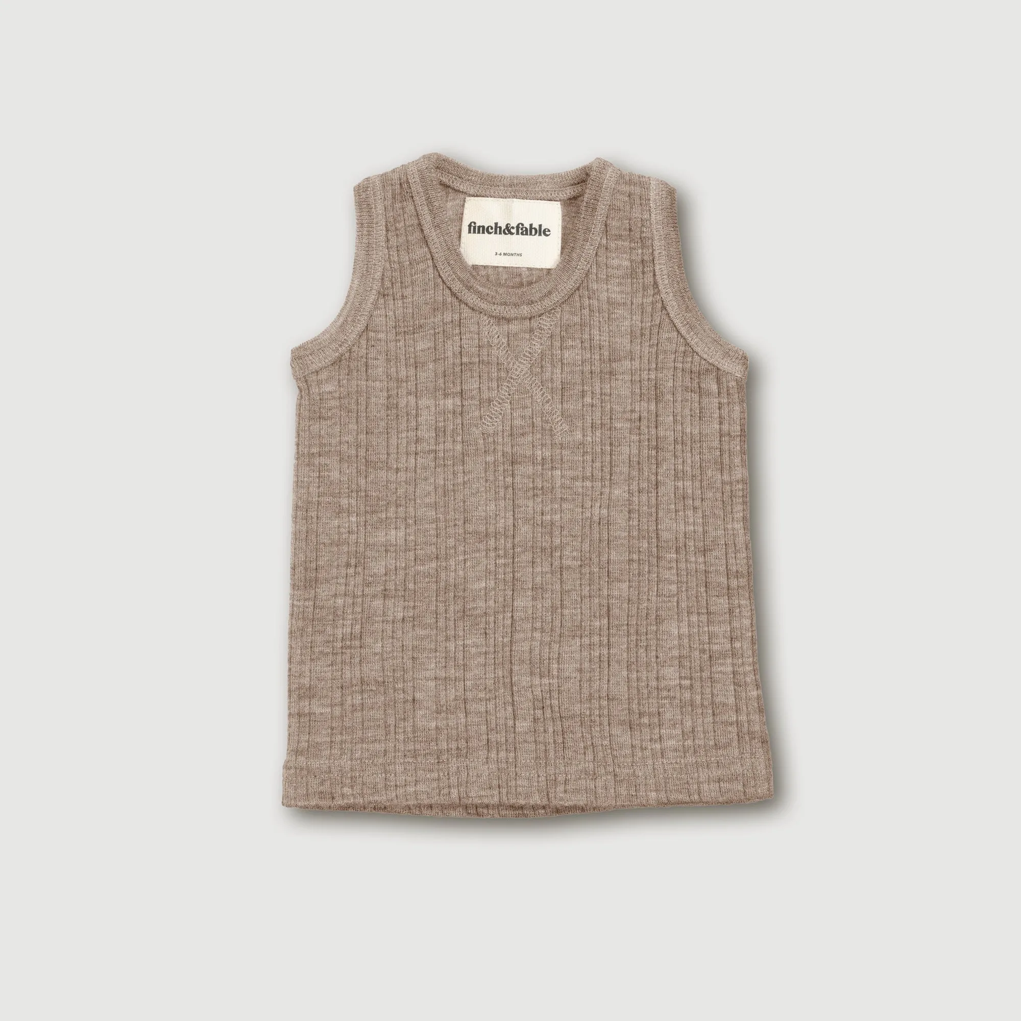 Wool Rib Singlet - Sand