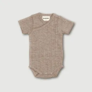 Wool Rib S/S Bodysuit - Sand