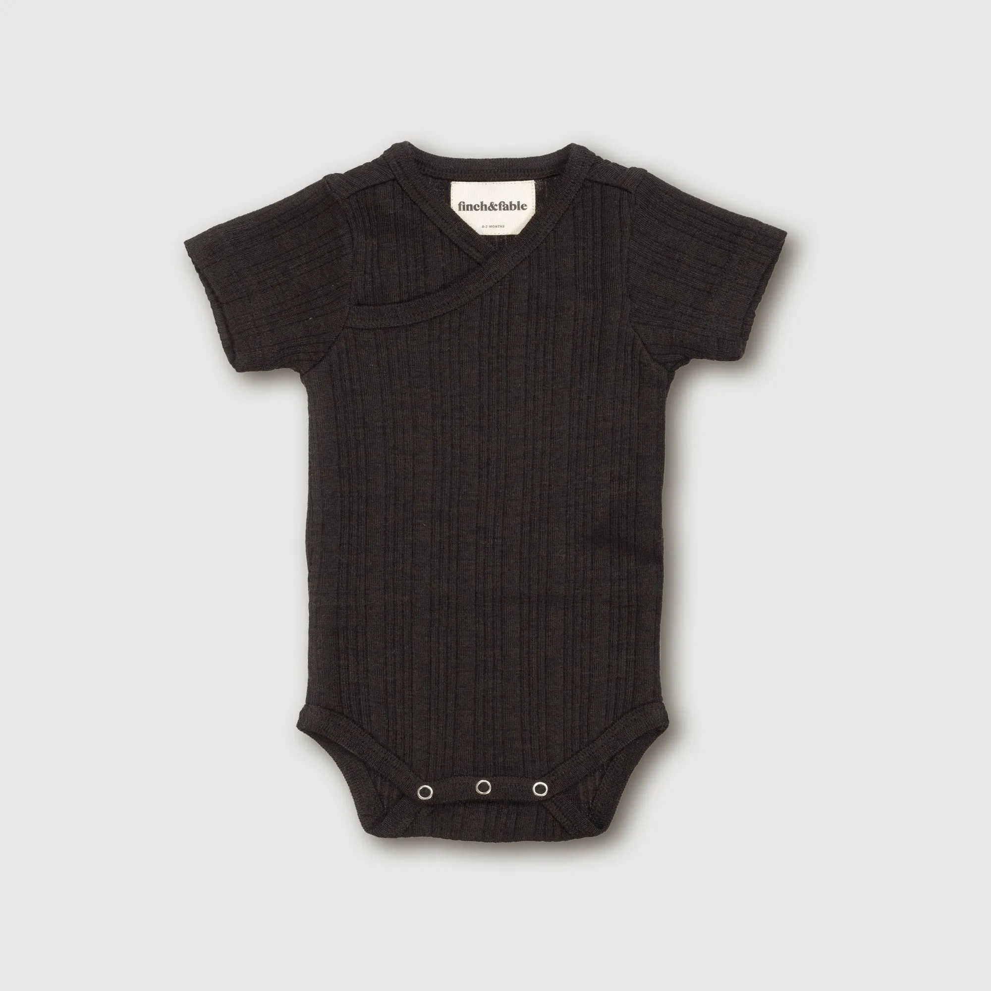 Wool Rib S/S Bodysuit - Storm