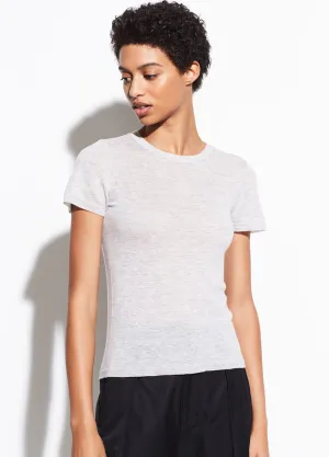 Wool Short Sleeve Sweater Tee in Heather Grey