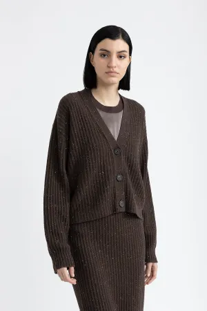 Wool, silk, cashmere and lurex cardigan