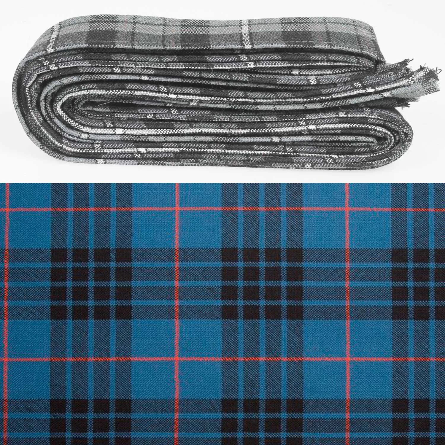 Wool Strip Ribbon in MacKay Blue Tartan - 5 Strips, Choose Your Width