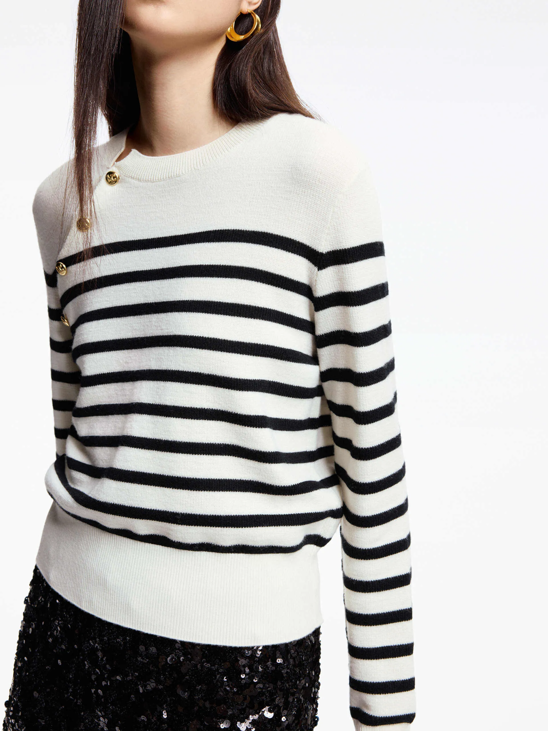 Wool Striped Knit Sweater