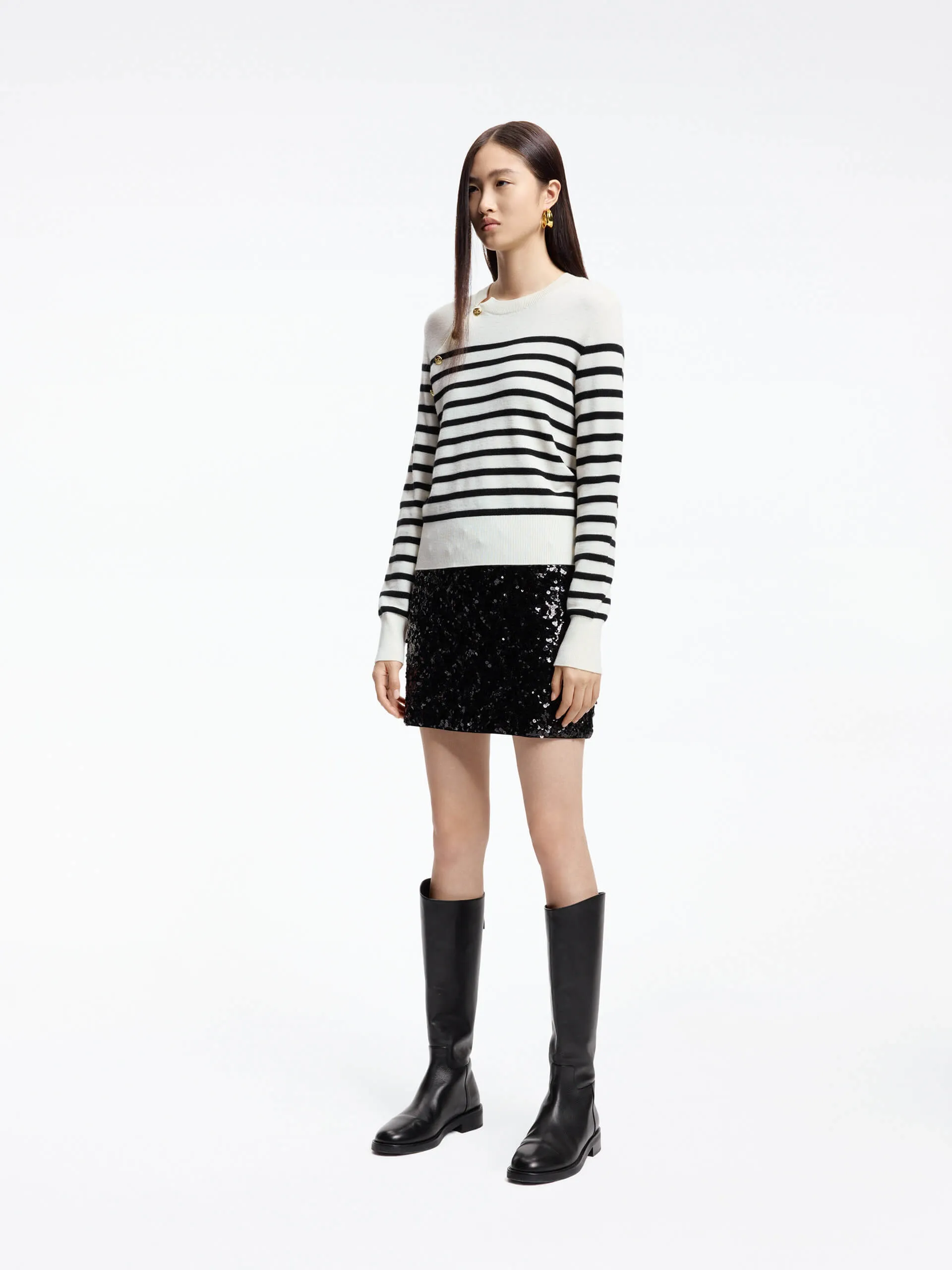 Wool Striped Knit Sweater