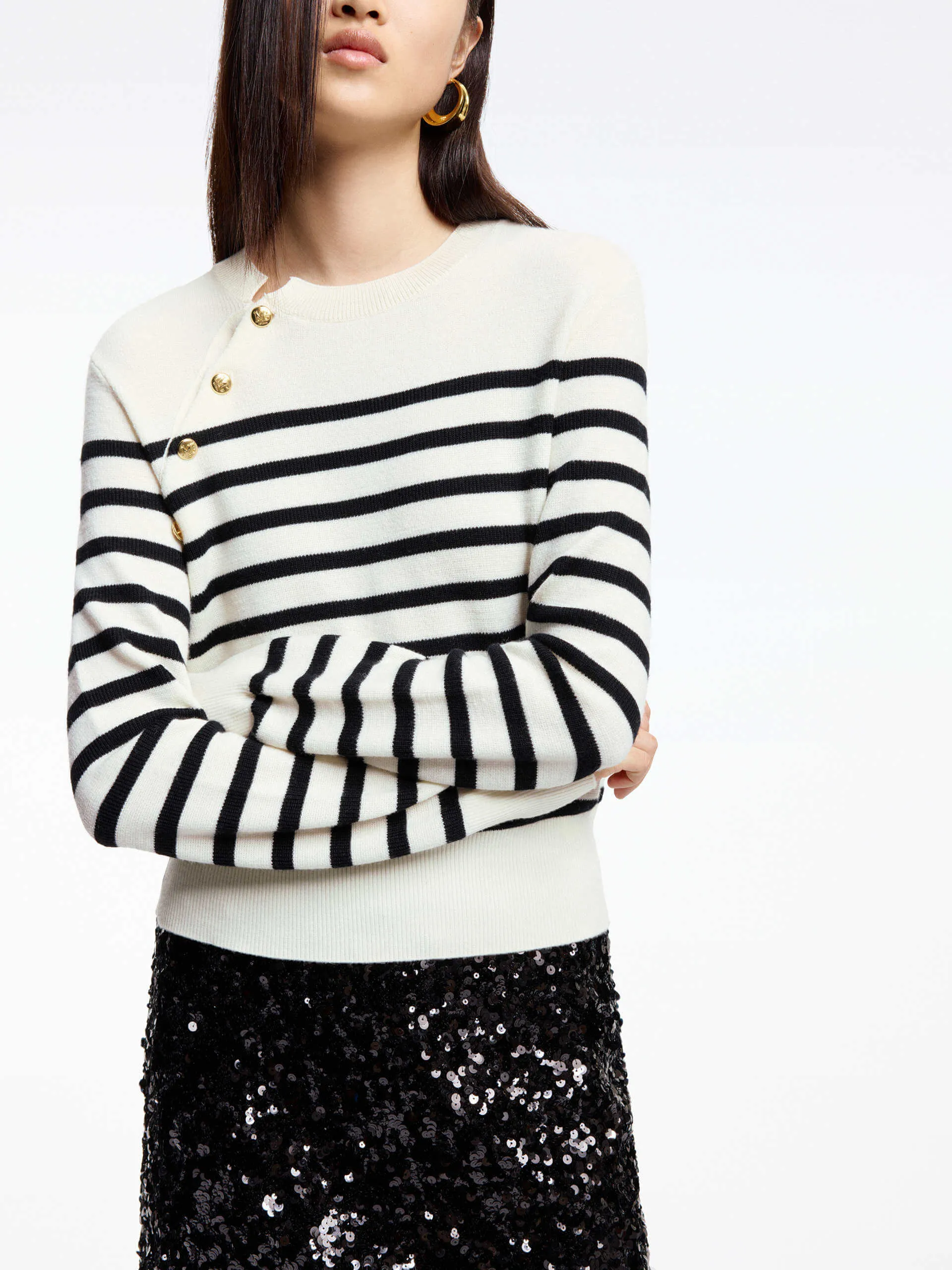 Wool Striped Knit Sweater