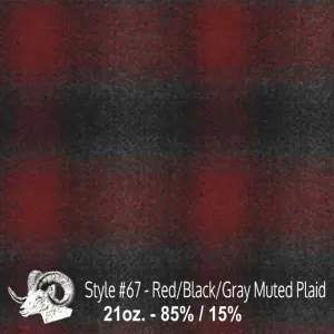 Wool Swatch - 67 - Red, Black, & Gray Muted Plaid