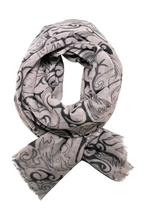 Woollen scarf with vintage print