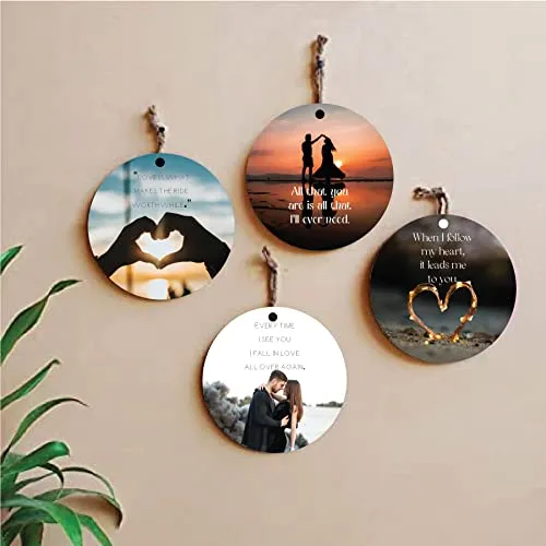 woopme® 4 PCs Love Quotes Printed Wall Hanging For Home Office Restaurant Hall Wall Decor (8 x 8 Inch)