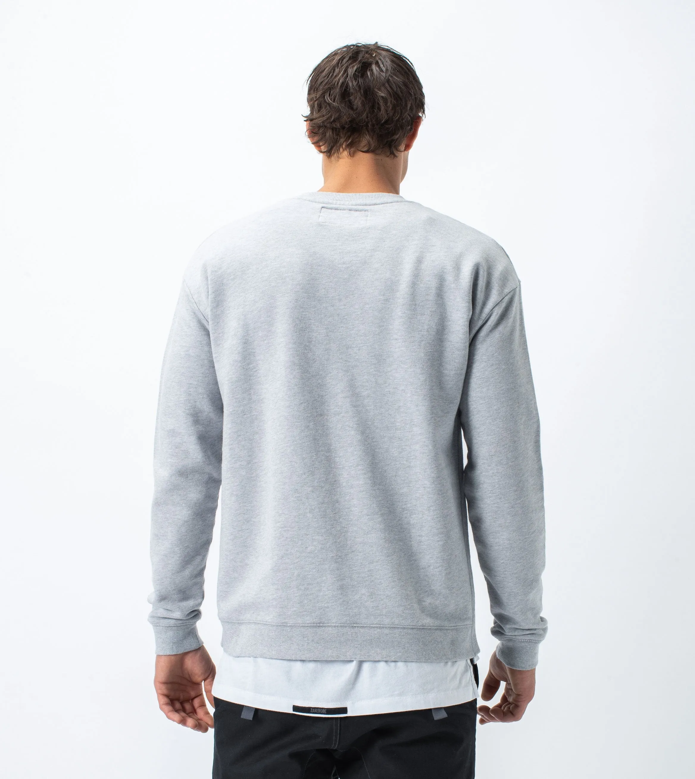 Words Rugger Crew Sweat Silver Marle - Sale