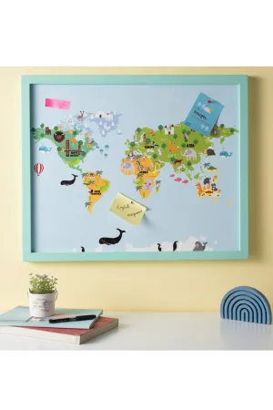 World Map Printed Pinboard