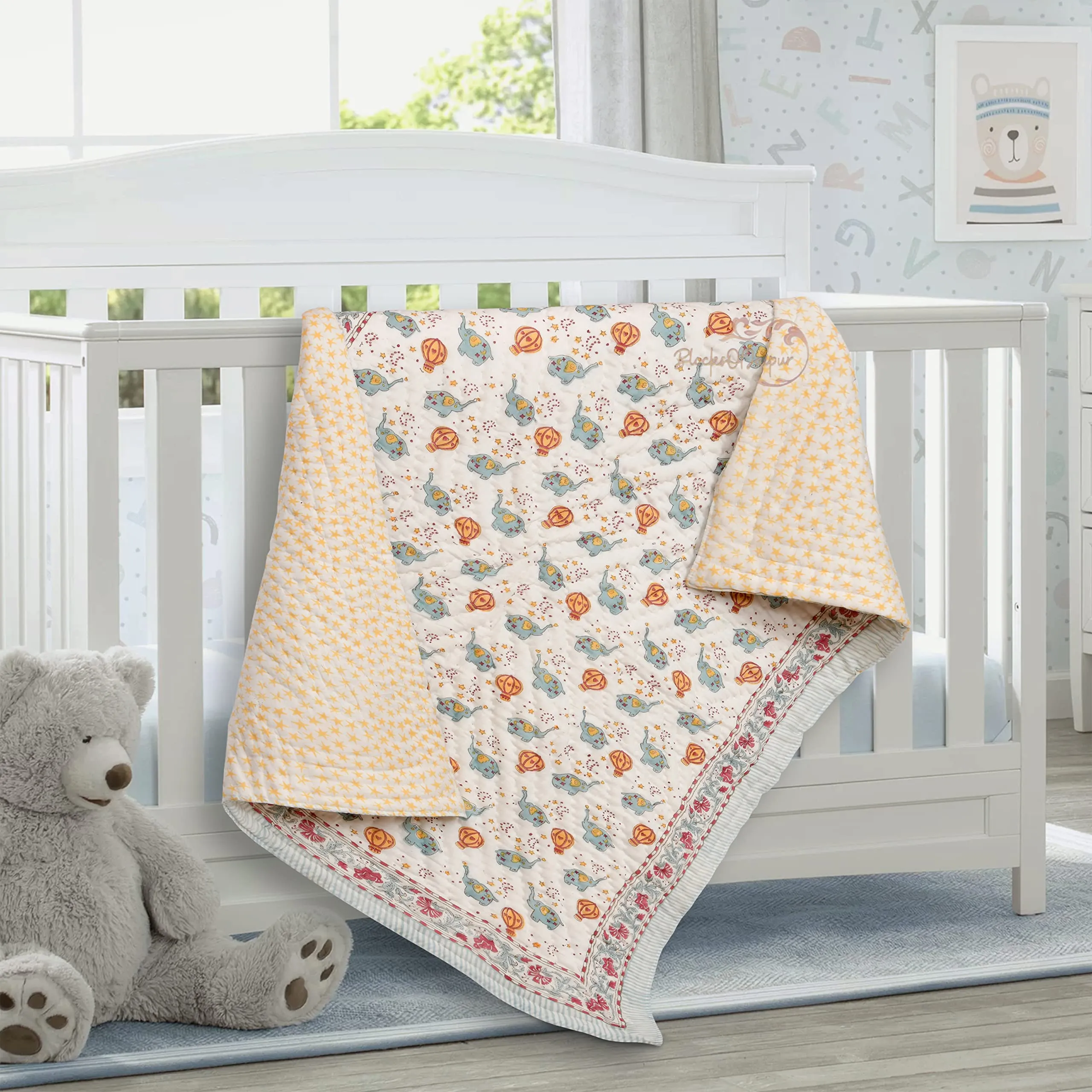 WORLDNEX Organic 100% Cotton Baby Quilt | Ac Blanket Comforter | 100 * 150cm | 0-5 Years (Design 4)