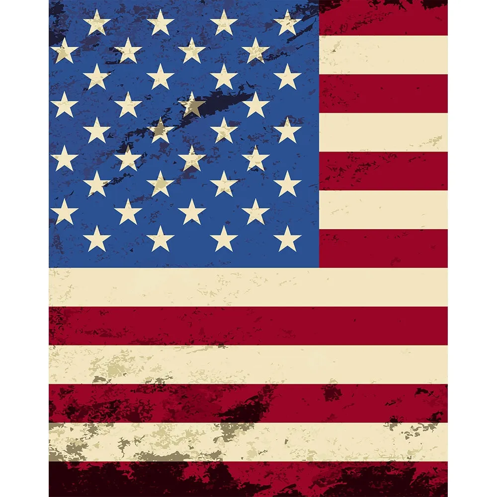 Worn American Flag Printed Backdrop