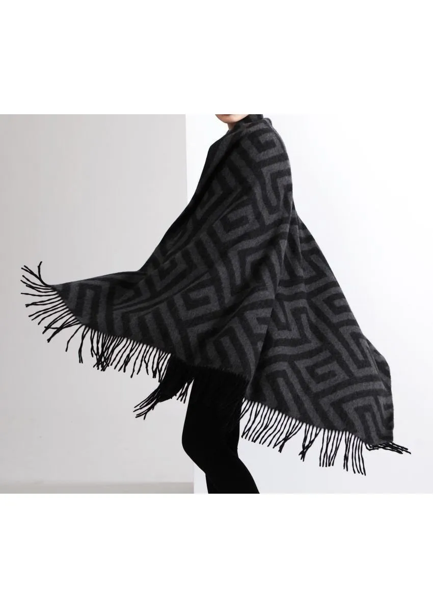 Woven Jacquard Pattern Throw/Cape