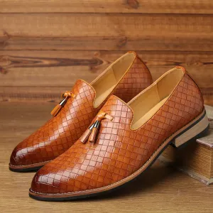 Woven leather loafers