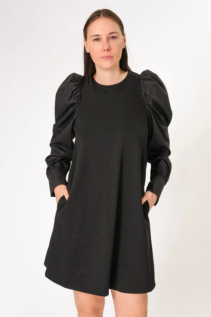 WOVEN PUFF SLEEVE DRESS