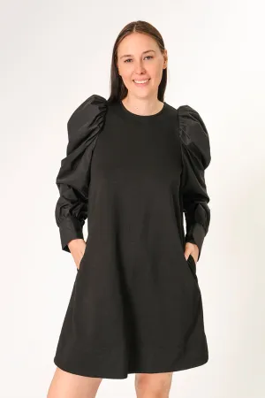 WOVEN PUFF SLEEVE DRESS