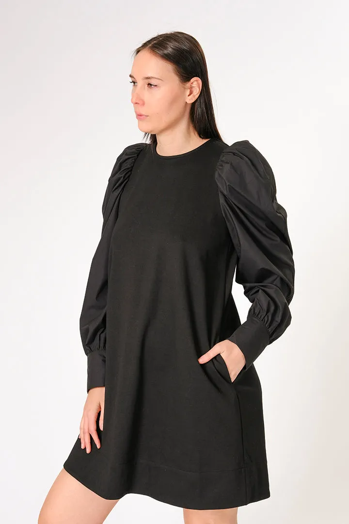 WOVEN PUFF SLEEVE DRESS