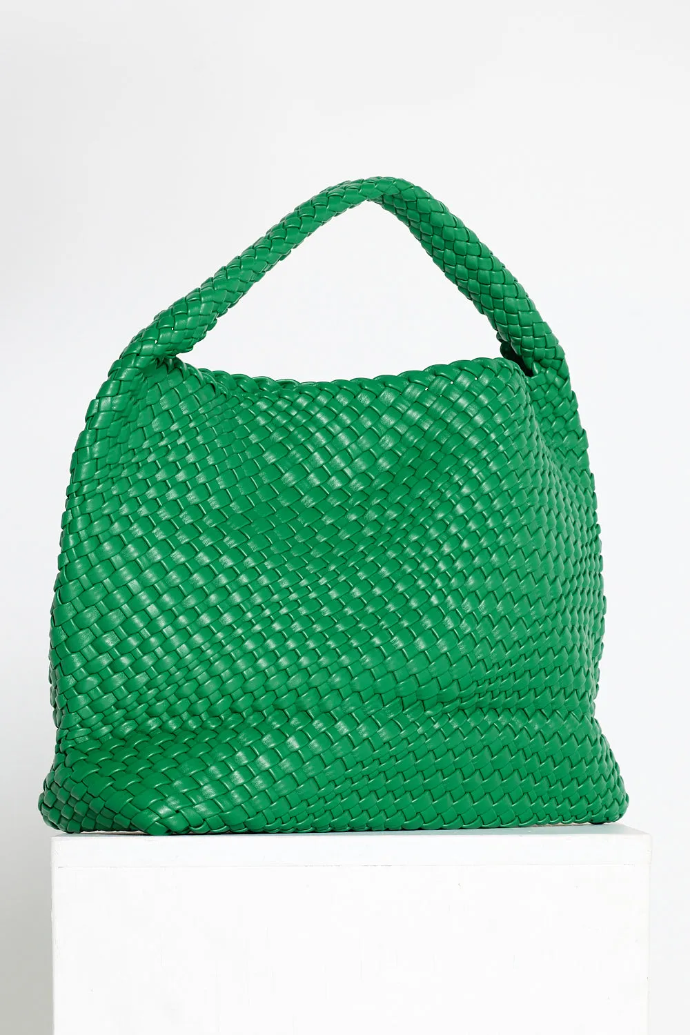 Woven Slouch Bag  & Clutch - Grass Green