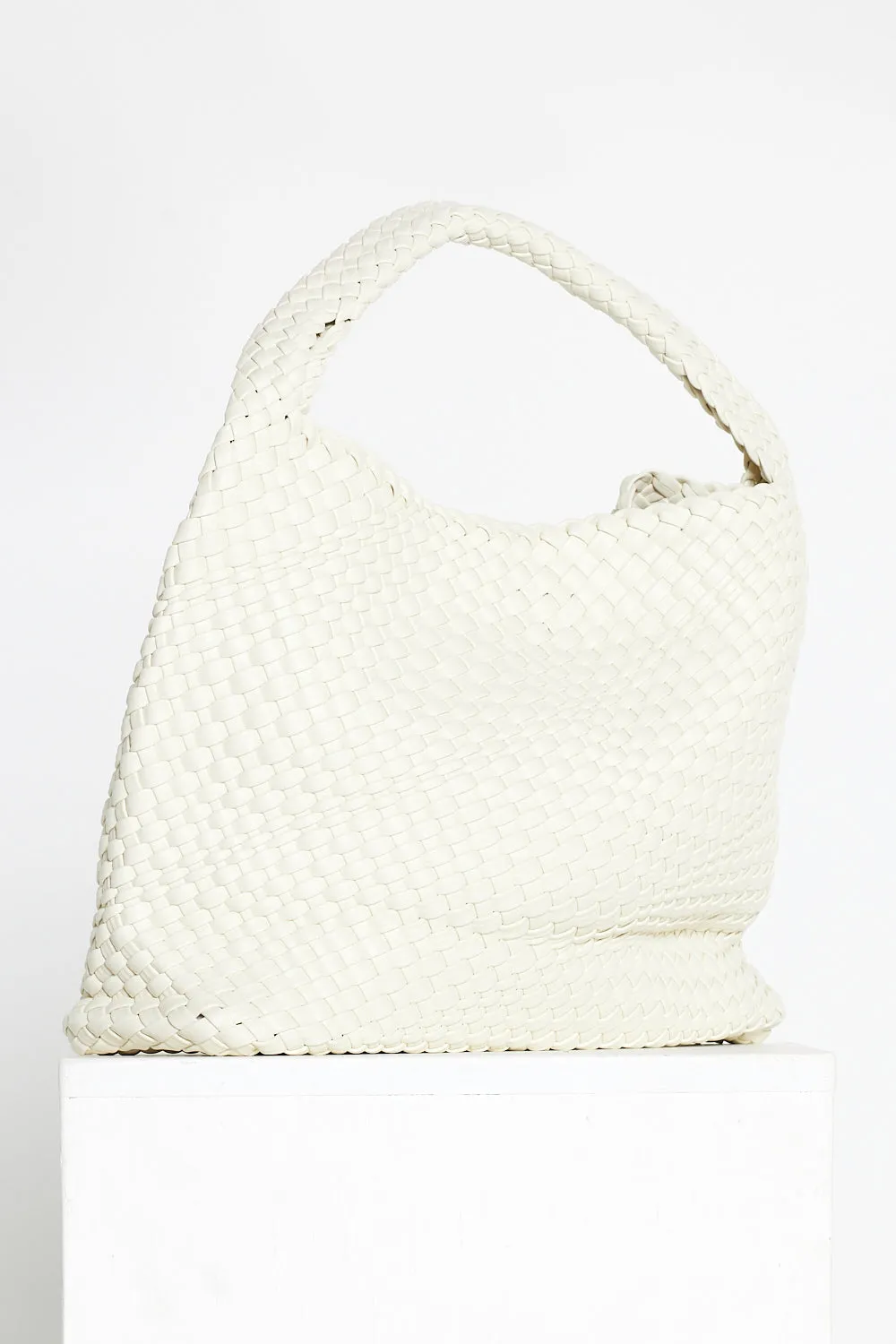 Woven Slouch Bag  & Clutch - Rice White