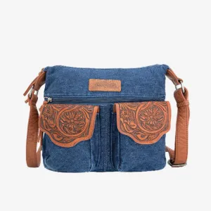 Wrangler Floral Tooled Denim Crossbody Navy