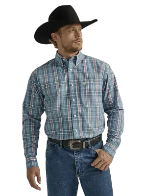 Wrangler George Strait One Pocket In Steel Multicolor Plaid Shirt