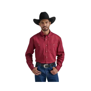 Wrangler Men's George Strait Collection Button Down Burgundy Shirt